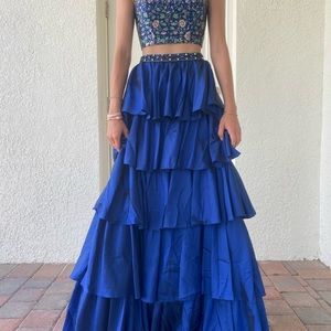 Layered tier Two piece Sherri hill Blue prom/pageant dress